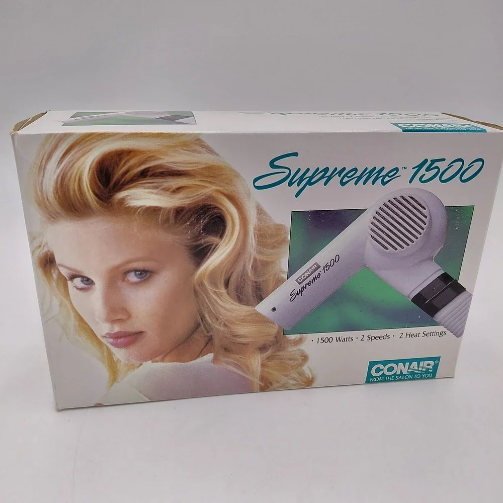Vtg 90s Conair Supreme 1500 Model 304G 1500 Watt 125V White NOS Blow Dryer